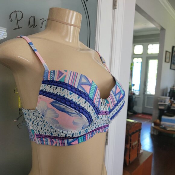 Aztec Tribal Purple/Pink Print Op Push-up Bikini Top Padded & underwire - Picture 6 of 13